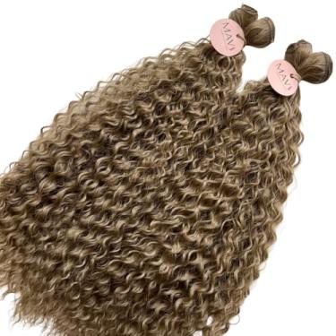 Imagem de Cabelo do Futuro Cacheado 55cm Mega Hair - 100g - (3 Cores) - Extensão Profissional na Tela - Cachos Perfeitos (Loiro)