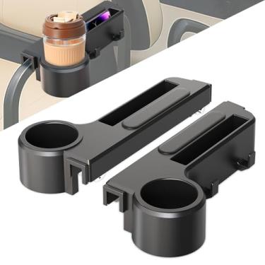 Imagem de Xoxocos Apoio de braço de carrinho de golfe com suporte de copo - ajuste universal para EZGO/carro de clube/assento traseiro Yamaha, serve para armações de tubo quadrado de 2,5 cm/3,2 cm, estrutura