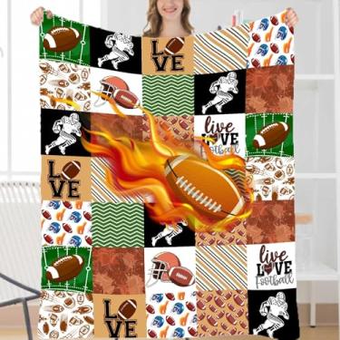 Imagem de Cobertor de futebol, bola de futebol, presentes esportivos para meninos, meninas e adultos, colcha de flanela leve e aconchegante para quarto, sofá, decoração de sala de estar, 101,6 cm x 127 cm para