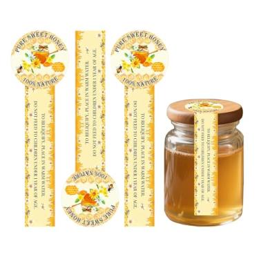 Imagem de 500 pçs adesivos de mel puro seguro seguro selos invioláveis adesivos para tampas 1 x 3,5 polegadas - adesivo à prova de adulteração frascos de mel etiquetas de tampa de garrafa para selado