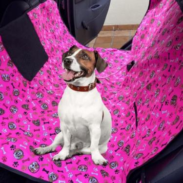 Imagem de Capa Pet Impermeavel com Viseira Para Banco de Carro com Cinto de Segurança (Rosa)
