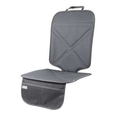 Imagem de Viaviat Protetor de assento de carro de couro à prova d'água capa protetora de segurança infantil com almofada grossa e 2 bolsos grandes tapete durável para todos os assentos automotivos (cinza