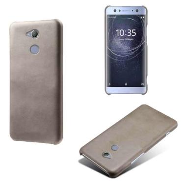 Imagem de Capa para Sony Xperia XA2 Ultra,Proteção contra quedas,Casca de volta de cor sólida simples,Design de couro de imitação de plástico-Gray