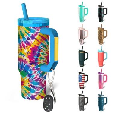 Imagem de Frost Buddy Thicc Buddy - Copo de aço inoxidável isolado a vácuo de 850 g com tampa e canudo para água - Caneca de viagem compatível com porta-copos - Presentes para mulheres e homens Ele Ela (Hippie