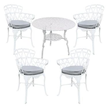 Imagem de Conjunto de Mesa Viena 4 Cadeiras com Almofadas para Jardim Piscina Ár