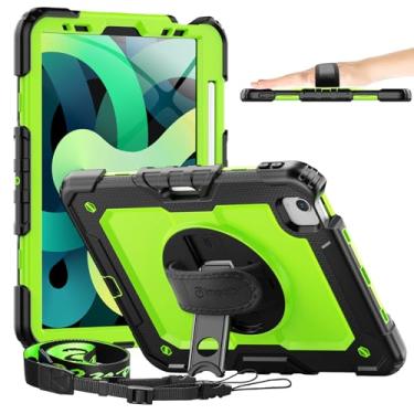 Imagem de Timecity Capa para iPad Air 4 de 10,9 polegadas 2020, para iPad Air 5ª geração 2022, com protetor de tela/suporte giratório/alça de mão/porta-lápis, capa para iPad Air 4ª/5ª geração, verde