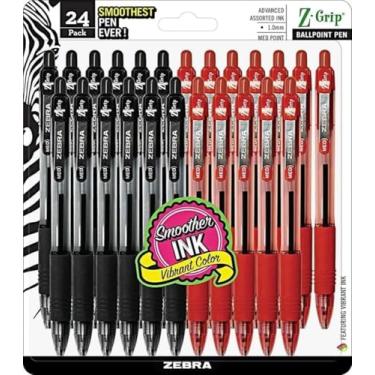 Imagem de ZEBRA PENS, bulk pack of 24 ink pens, Z-Grip Retractable ballpoint pens Medium point 1.0 mm, 12 black pens & 12 Red pens combo pack