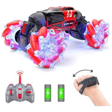 Imagem de Carrinho de Controle Remoto e Sensor de Gestos com Dupla Face 360, Transformação Off Road e Luz LED, Powerextra, Vermelho