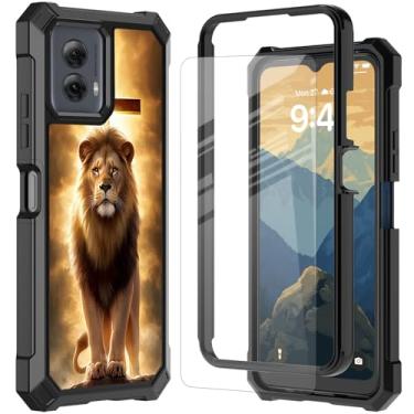 Imagem de RYUITHDJP Capa para celular Motorola Moto G Stylus 5G 2024 com protetor de tela de vidro temperado, capa de proteção de cantos à prova de choque de camada dupla para Motorola Moto G Stylus 5G 2024