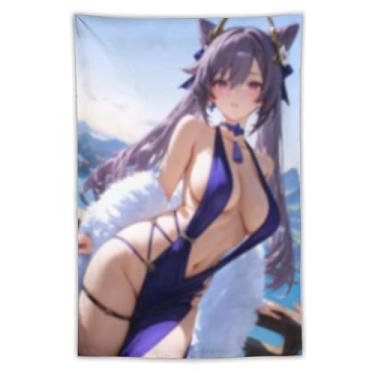 Imagem de LIEGBMEU Sexy Bikini Hot Anime Girl Tapeçaria 101.6 cm x 152.4 cm Interior Exterior Wall Quilt Art Decoração de Tapeçaria Caprichosa, AF436