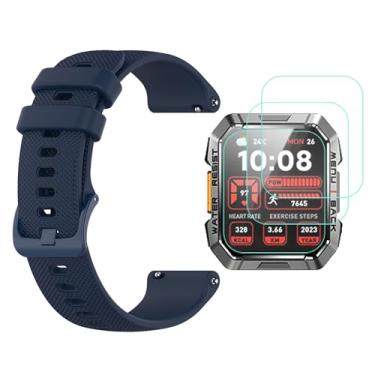 Imagem de Futanwei Acessórios para smartwatch W60 – Pulseira de relógio de liberação rápida (pulseira de substituição) com [pacote com 3] protetor de tela (TPU) compatível com Blackview IOWODO Military Smart