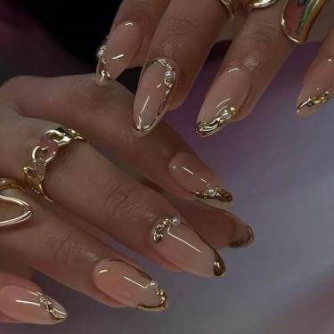 Imagem de Yabonica 24 peças de unhas postiças curtas de amêndoa prensada, cola nas unhas com design fofo, 12 tamanhos de ponta de gel macio para unhas naturais e duradouras, presente para mulheres e meninas