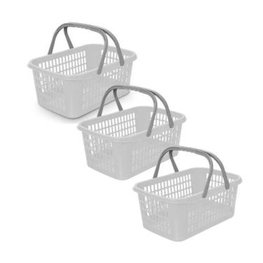 Imagem de Kit 03 Cesta Cestinha Plástica Supermercado C/ Alça 9 Litros - Usual U