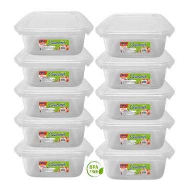 Imagem de Kit 10 Potes Quadrados 850ml Tampa com Trava - Ercaplast
