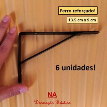 Imagem de 6 Mão francesa pequena preta cantoneira para prateleira 13,5 cm - NA -