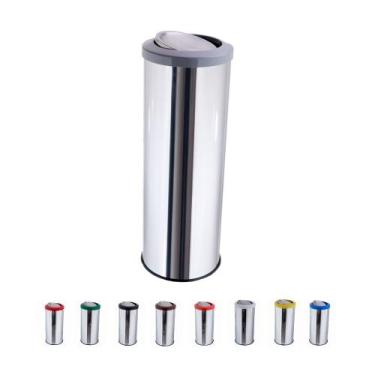 Imagem de Lixeira Inox Com Tampa Basculante Flip-top 30 Litros Cesto De Lixo - C