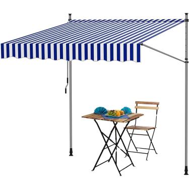 Imagem de Toldo Retrátil, Toldos Para Pátio à Prova D'água, Toldo De Braçadeira De Varanda, Dossel Ao Ar Livre, Resistente A Uv, Toldo Da Porta Da Frente, A/Blue+white, W-4M