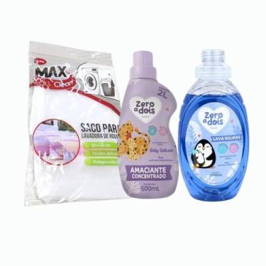 Imagem de Kit Lava Roupas + Amaciante + Saco Roupas Delicadas Bebê - Zero a Dois