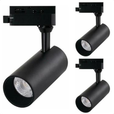 Imagem de Kit 3 Spot Led Mr16 Para Trilho Eletrificado Preto 110/220v 6500k Frio