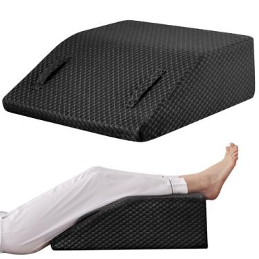Imagem de Ruqmuis Travesseiro de elevação de perna para pós-cirurgia, travesseiro de espuma de 20 cm para elevação da perna para inchaço e circulação sanguínea, travesseiro de cunha de perna para dormir