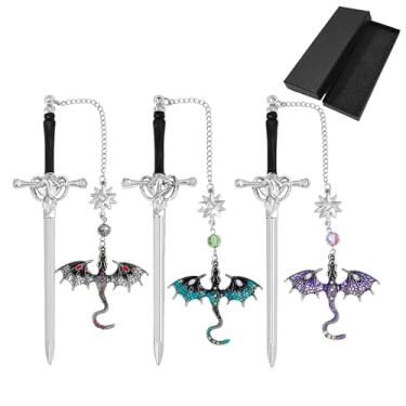 Imagem de Marcadores de página Fantasy Fourth Wing Dragon Sword - Marcadores de página para fãs da quarta asa, marcadores legais para homens, presentes de dragão para leitores masculinos como presentes de