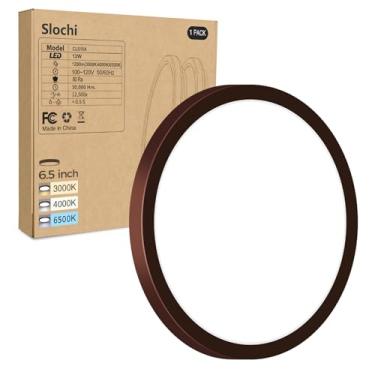 Imagem de 1 PACOTE Luminária de teto de montagem embutida LED, 3000K-4000K-6500K e equivalente a 100W Lâmpada de teto embutida para cozinha moderna 12W 1200Lm Superfície redonda de armário de 6,5 polegadas para