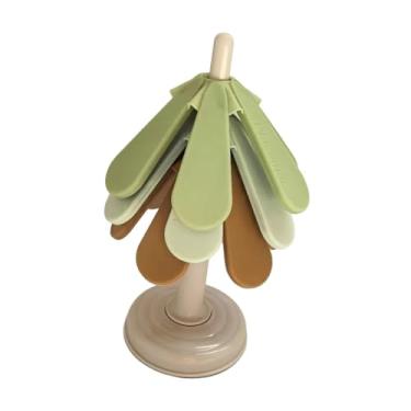 Imagem de Fenteer Conjunto de porta-copos para árvore de Natal, jogos americanos, decoração de mesa, bases para copos dobráveis ​​de silicone antiderrapantes para, Base Redonda