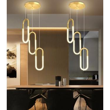 Imagem de 3 anéis de luz pendente moderna de 72,7 polegadas para ilha de cozinha led regulável lustre lustre altura ajustável teto alto pendurado para sala de jantar, sala de estar, hall de entrada, 3000-6000 K