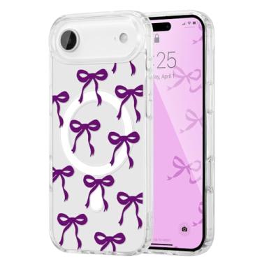 Imagem de UEEBAI Capa magnética para iPhone Air, capa de arco compatível com MagSafe, fita fina sem fio, estética, capa protetora antiamarelamento à prova de choque para mulheres e meninas - roxa