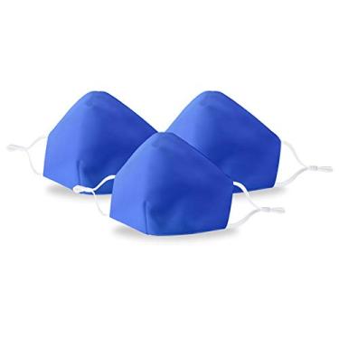 Imagem de Allsense Máscara facial unissex reutilizável de linho de algodão lavável, azul royal, pacote com 3