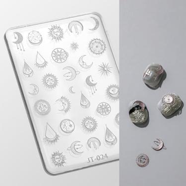 Imagem de Modelo de silicone para arte de unhas, sol e lua, decoração de unhas de silicone 3D para padrão preciso em relevo, berloques de unhas para artesanato de unhas de acrílico DIY
