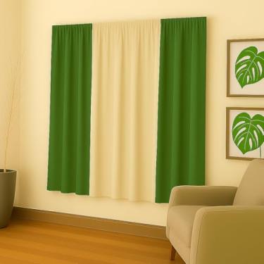 Imagem de Cortina Decorativa em Malha Gel, 2,00x1,70m, Poliéster, para Sala, Quarto e Escritório (VERDE/PALHA)