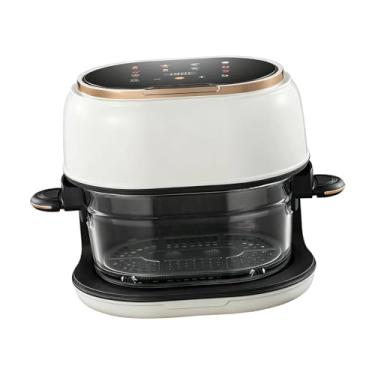 Imagem de Generic Fritadeira de ar de vidro com capacidade de 4 litros, resistente, compacta, antiaderente, com tela sensível ao toque digital e design de bandeja longa, Branco