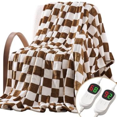 Imagem de Homemate Cobertor elétrico aquecido Queen Size - 213,4 cm x 228,6 cm cobertor de flanela ultramacio, aconchegante com 10 níveis de calor rápidos, 8 horas, desligamento automático, proteção
