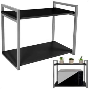Imagem de Prateleira para Micro-ondas Suporte Nicho para Cozinha Spen (Prata/Preto)