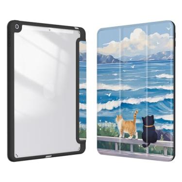Imagem de Xkladz Capa para iPad 9ª/8ª/7ª geração (2021/2020/2019) 10,2 polegadas, capa com suporte para lápis, capa traseira transparente, design bonito para mulheres e meninas, dormir/acordar automaticamente,