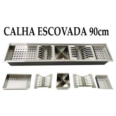 Imagem de Calha Canal Organizador Escorredor Gourmet Úmida Inox 60Cm