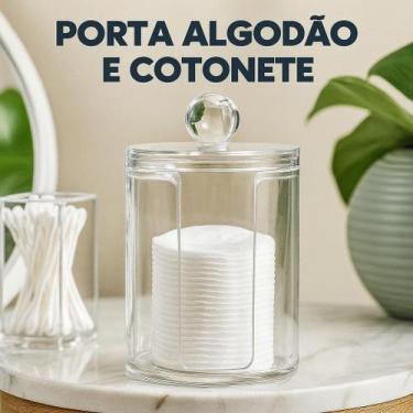 Imagem de Pote Organizador Acrílico Transparente Porta Discos de Algodão e Coton