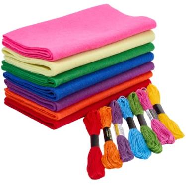 Imagem de CRASPIRE Pacote de rolos de tecido de feltro de 7 cores, folhas de feltro arco-íris com linha de costura de algodão 91 x 20 cm, tecido acrílico para artesanato DIY, costura, patchwork, feltro