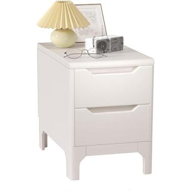 Imagem de Mesas De Cabeceira Com 2 Gavetas, Mesas De Cabeceira Geométricas Para Quarto, Criado-mudo Com Gaveta De Armazenamento, Com Pernas Afiladas, Para Quarto, Sala De Estar E Corredor, White, 35x41x50cm