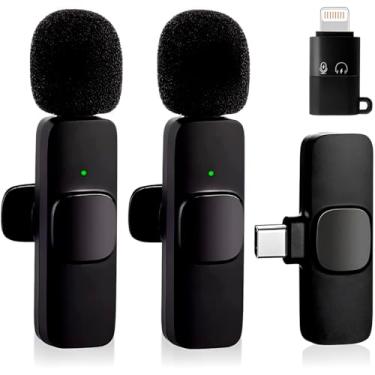 Imagem de Microfone Lapela Wireless K9 2 em 1 USB-C iPhone Android Preto