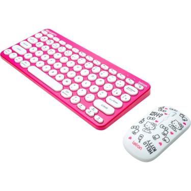 Imagem de Kit Teclado E Mouse Sem Fio Letron Hello Kitty Rosa