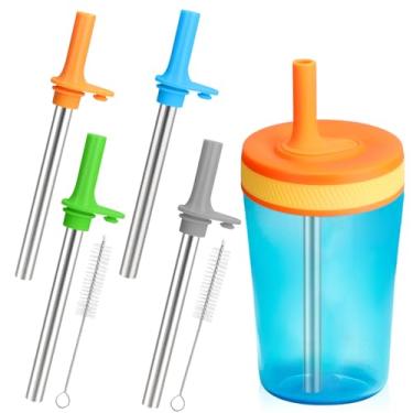 Imagem de Mity rain Substituição de canudo de metal para copo infantil Zak 350 g 425 g - Bocal de silicone e canudo de aço inoxidável com escova de limpeza para copo Zak Kid Sippy