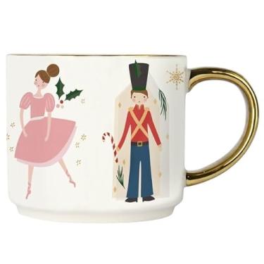 Imagem de Sweet Water Decor Caneca de café quebra-nozes, caneca de Natal chinesa de 400 ml com alça dourada, copo grande de inverno para café, chá e chocolate quente, presentes de meia para mulheres