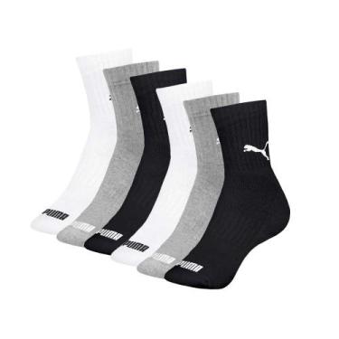 Imagem de Kit 6 Pares Meia Puma Cano Médio Algodão Atoalhada Adulto, Sortido, 44