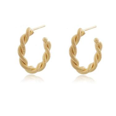 Imagem de Brinco Argola Designer Torcido Banhado Ouro 18k - Stella Semi Joias