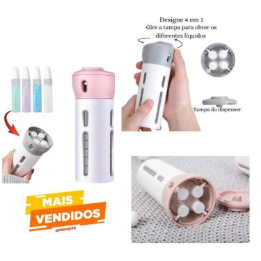 Imagem de para organlizar cremes shampoo Kit Viagem Dispenser Portátil 4 Em 1 Banho Porta Shampoo