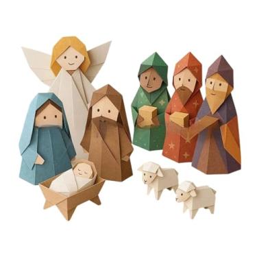 Imagem de Ioensy Kit de Presépio de Papel Dobrável Kit de Decoração de Natal Feito à Mão Presépio de Papel DIY Decoração de Casa para Reuniões Familiares, Style B