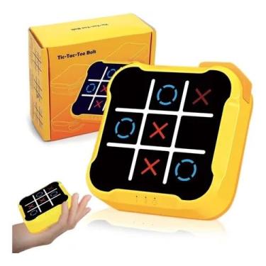 Imagem de Jogo da Velha Eletrônico 3 em 1, Tabuleiro Digital Portátil, Amarelo e Preto
