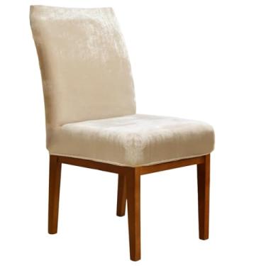 Imagem de Capa de Cadeira de Jantar Veludo - Luxo e Conforto em Cada Assento! (6, Marfim, único)